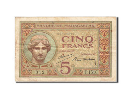 Billet, Madagascar, 5 Francs, 1930, Undated, KM:35, TTB+ - Madagascar