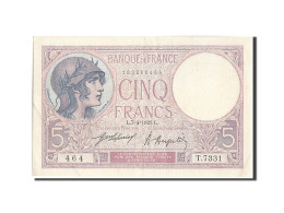 Billet, France, 5 Francs, 5 F 1917-1940 ''Violet'', 1921, 1921-04-07, TTB - 5 F 1917-1940 ''Violet''