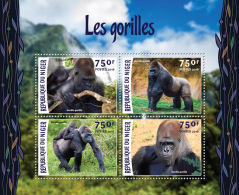 NIGER 2016 ** Gorillas M/S - OFFICIAL ISSUE - A1622 - Gorilles