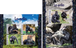 NIGER 2016 ** Gorillas M/S+S/S - OFFICIAL ISSUE - A1622 - Gorilas