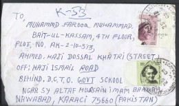 India Airmail 2008 Mother Teresa 20r Postal History Cover Sent To Pakistan - Lettres & Documents