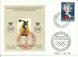 BELGICA TARJETA OLIMPIADA TOKIO 1964 - 1961-1970