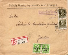 Allemagne Bavière Lettre Recommandée Erlangen 1920 - Andere & Zonder Classificatie