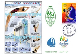 ALGERIE ALGERIA 2016 - FDC Olympic Games Rio 2016 Diving Olympische Spiele Olímpicos Olympics Plongée - Tuffi