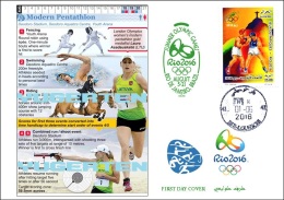 ALGERIE ALGERIA 2016 - FDC Olympic Games Rio 2016 Modern Pentathlon Olympische Olímpicos Olympics Fencing Shooting - Eté 2016: Rio De Janeiro