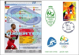 ALGERIE ALGERIA 2016 - FDC Olympic Games Rio 2016 Decathlon Olympische Spiele Olímpicos Olympics - Eté 2016: Rio De Janeiro