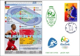 ALGERIE ALGERIA 2016 - FDC Olympic Games Rio 2016 Decathlon Olympische Spiele Olímpicos Olympics - Eté 2016: Rio De Janeiro