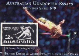 Australia Unadopted Essays Souvenir Sheet No 9 - Commonwealth Games Perth 1962 Hurdles MNH (Cinderella) - Cinderelas