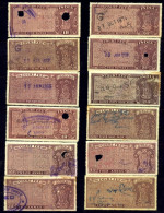 FISCAL-REVENUE STAMPS-PRE DECIMALS-COURT FEE-VARIOUS-CUTELY PUNCHED CANCELLATIONS-LOT-INDIA-MIXED-TP-287 - Collections, Lots & Series