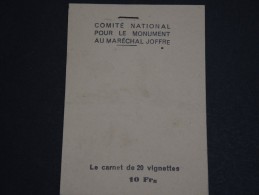 FRANCE - Carnet Complet De 20 Vignettes Pour La Souscription Au Monument Du Maréchal JOFFRE - A Voir - P19425 - Blokken & Postzegelboekjes