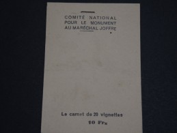 FRANCE - Carnet Complet De 20 Vignettes Pour La Souscription Au Monument Du Maréchal JOFFRE - A Voir - P19425 - Blocchi & Foglietti