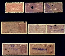 FISCAL-REVENUE STAMPS-PRE DECIMALS-COURT FEE-VARIOUS-CUTELY PUNCHED CANCELLATIONS-LOT-INDIA-MIXED-TP-291 - Collections, Lots & Séries