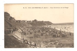 CPA 62 LE PORTEL Vue Générale Sur La Plage Animation Tentes Maisons Sur Les Falaises - Le Portel