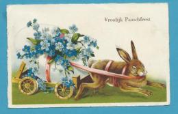 CPA Fantaisie Attelage Lapin Rabbit Chariot Oeuf Myosotis Pâques - Altri & Non Classificati