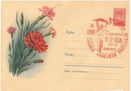 FLORA-L217 - RUSSIE Entier Postal Enveloppe Illustrée Oeillets 1959 - 1950-59