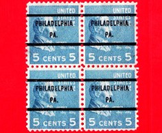 U.S. - USA - STATI UNITI - Usato - 1938 - Presidente James Monroe - 5 Cent - Quartina - Philadelphia PA - Voorafgestempeld