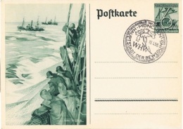 FLORA-L222 - ALLEMAGNE Entier Postal Carte Illustrée Pêche En Mer Obl. Oeillet De Munich 1938 - Cartoline