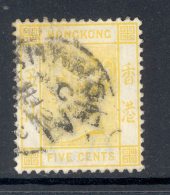 HONG KONG, Postmark  Shanghai On Victoria 5c Yellow - Used Stamps