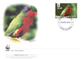 (2222) WWF Set Of FDC Cover  - Cook Islands - Lory Birds - FDC