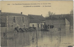 VILLENEUVE LA GARENNE (92) - La Banlieue Parisienne Inondée (Crue De Janvier 1910) - Un Sauvetage - Ed. A. Noyer, Paris - Villeneuve La Garenne