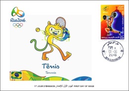 ALGERIE ALGERIA 2016 - FDC Olympic Games Rio 2016 Tennis Olympische Spiele Olímpicos Olympics Weightlifting - Eté 2016: Rio De Janeiro