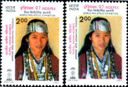 INDIAN RURAL WOMEN-ARUNACHAL PRADESH-MASSIVE ERROR-INDIPEX 97-INDIA-1997-MNH-TP-263 - Errors, Freaks & Oddities (EFO)