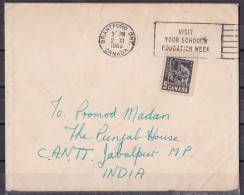 CANADA, 1960, Cover From Brantford To India  With Cancellation "VISIT YOUR SCHOOL'S EDUCATION WEEK" - Storia Postale