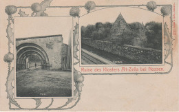 Litho AK Nossen Ruine Kloster Alt Zella Altzella Tor Abtei Eisenbahn Zug Strecke Bei Siebenlehn Döbeln Rosswein Meissen - Nossen