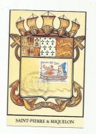 SAINT-PIERRE-et-MIQUELON  :  Carte Maximum  527   " Canöé Micmac "  Année 1990 Oblitération Saint Pierre - Maximum Cards
