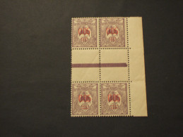 NOUVELLE CALEDONIE - 1922 UCCELLO 0,05 Su 15, Soprast.,con Interspazio, In Quartina(block Of Four) - NUOVO(++) - Nuovi