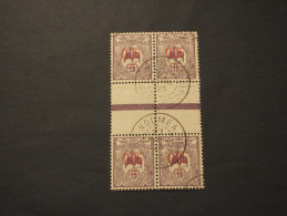 NOUVELLE CALEDONIE - 1922 UCCELLO 0,05 Su 15, Soprast.,con Interspazio, In Quartina,(block Of Four)- TIMBRATO/USED - Gebruikt