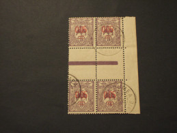 NOUVELLE CALEDONIE - 1922 UCCELLO 0,05 Su 15, Soprast.,con Interspazio, In Quartina,(block Of Four)- TIMBRATO/USED - Usados