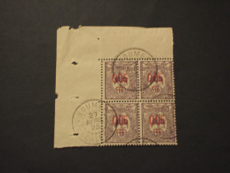 NOUVELLE CALEDONIE - 1922 UCCELLO 0,05 Su 15, Soprast.,con Interspazio, In Quartina,(block Of Four)- TIMBRATO/USED - Gebruikt