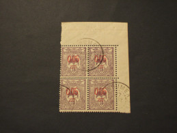 NOUVELLE CALEDONIE - 1922 UCCELLO 0,05 Su 15, Soprast.,con Interspazio, In Quartina,(block Of Four)- TIMBRATO/USED - Gebruikt