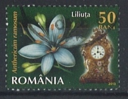 ROMANIA 2013 Flora - Clocks & Flowers; Branched St. Bernard's Lily (Anthericum Ramosum) Postally Used MICHEL # 6715 - Gebraucht