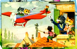 Chats Humanises En Avion  2 Scans - Animaux Habillés