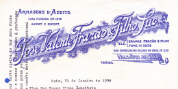 ARMAZENS D´AZEITE . JOSÉ VALENTE FRAZÃO & FILHO, Suc. - VILLA NOVA DE GAYA - 1958, Carta Comercial - Portugal