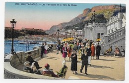 (RECTO / VERSO)  MONTE CARLO - N° 1610 - LES TERRASSES AVEC PERSONNAGES ET LA TETE DE CHIEN - CPA - Le Terrazze