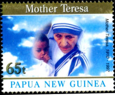 MOTHER TERESA-SET OF 2v-PAPUA NEW GUINEA-SCARCE-MNH-B9-679 - Mère Teresa