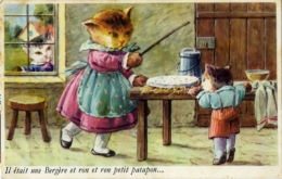 Chats Humanisés: Chansons Populaires Au Prés De Ma Blonde,  La Boulangere A Des Ecus......Lots De 9 Cps - Dressed Animals