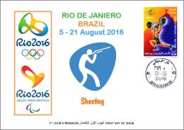 ALGERIE ALGERIA 2016 - FDC Olympic Games Rio 2016 Shooting Olympische Spiele Olímpicos Olympics Weightlifting - Eté 2016: Rio De Janeiro