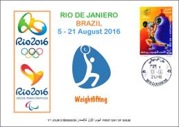 ALGERIE ALGERIA 2016 - FDC Olympic Games Rio 2016 Weightlifting Olympische Spiele Olímpicos Olympics Weightlifting - Summer 2016: Rio De Janeiro