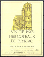 201 - Vin De Pays Des Coteaux De Peyriac - Vin De Table Français - S.C.V. "Le Progrès" à Puicheric Aude - Vino Rosso