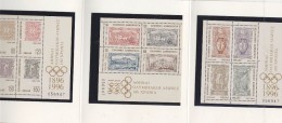 Greece 1966 Centenary Of Olympic Games 3 M/s In Folder ** Mnh (30344) - Blocks & Kleinbögen