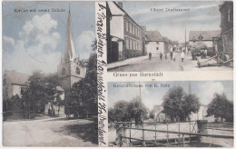 Gruss Aus BARNSTÄDT Obere Dorfstrasse Geschäftshaus Von K Kelz Kirche Schule 27.8.1915 Gelaufen - Querfurt