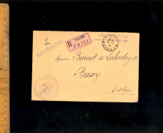 Courrier Recommandé RAR 1924 En Franchise Postale Dijon Pour Buxy Cachet Président Con De Réforme Subdivisions 8e Région - Sonstige & Ohne Zuordnung