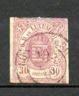 LUXEMBOURG 1859  (o)  Y&T N° 9 Defect Coupe         275e - 1859-1880 Coat Of Arms