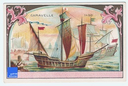 Chromo Chicorée Bériot Lille Caravelle 1490 Moyen-Age Navigation Navire Bateau Mer Drapeau Guerre Marin Marine A17-23 - Sonstige & Ohne Zuordnung