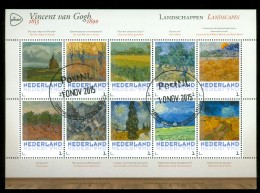 NIEDERLANDE *  VINCENT VAN GOGH * LANDSCAPES  * BLOK * BLOC * BLOCK (3) NETHERLANDS * GESTEMPELT * MALEREI * PAINTING - Gebruikt