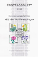 Germany Deutschland 1980-21 ETB ERSTTAGSBLATT "Fur Die Wohlfahrtspflege", Flower Flowers Flora, First Day Sheet, Bonn - 1974-1980